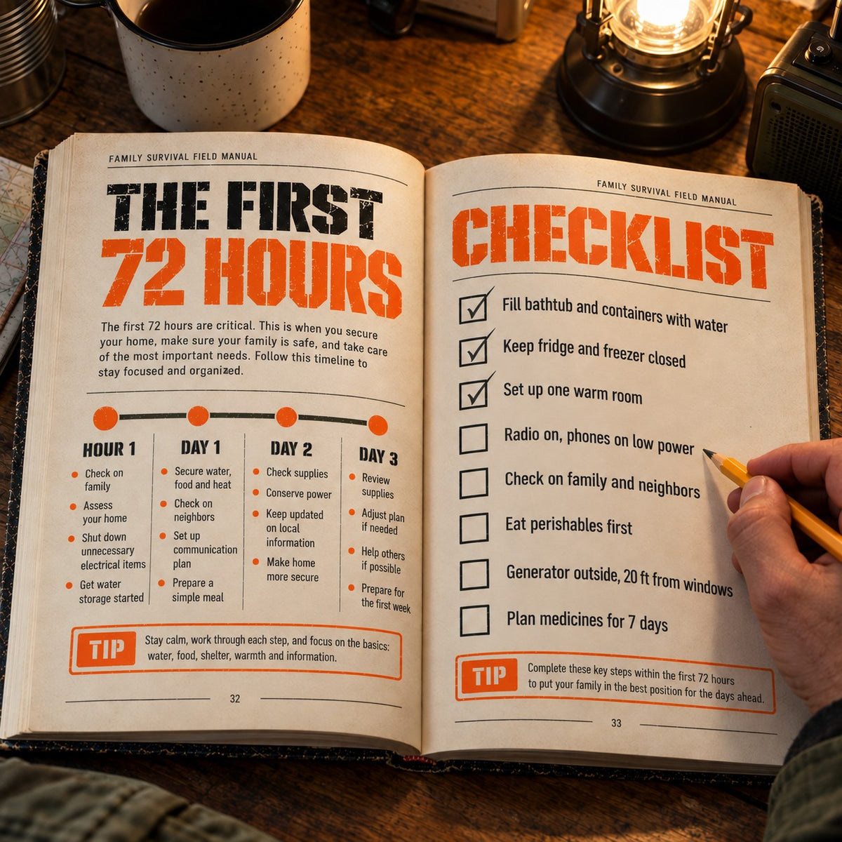 Inside the book: The First 72 Hours plan and tick-box checklist